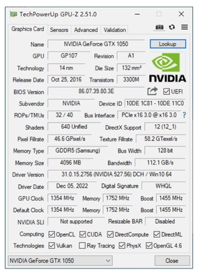 PCWINMAX Low Profile GTX1050 4GB DDR5 128BIT Dual Fans 640SP PCI Express 3.0 X16 Graphics Card for Small Cases