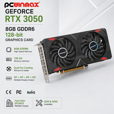 PCWINMAXの賭博のGeForce RTX 3050 8GB GDDR6 128ビットHD/DP PCIeはPCの賭博のために4つの二重ファンのグラフィックス・カード