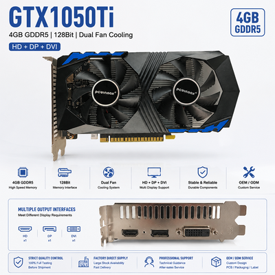 PCWINMAX 卸売 GTX 1050 Ti 4GB 128ビット グラフィックカード GDDR5 低電力 GPU HD DP DVI 出力 デスクトップ用